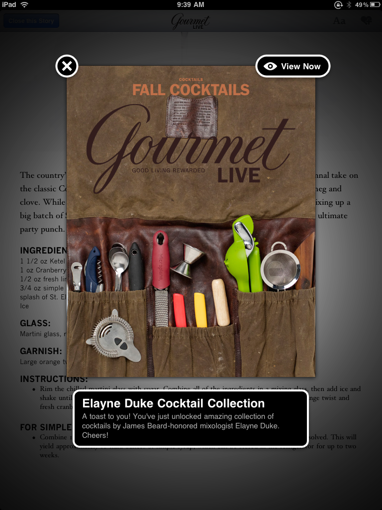 Gourmet Live reward